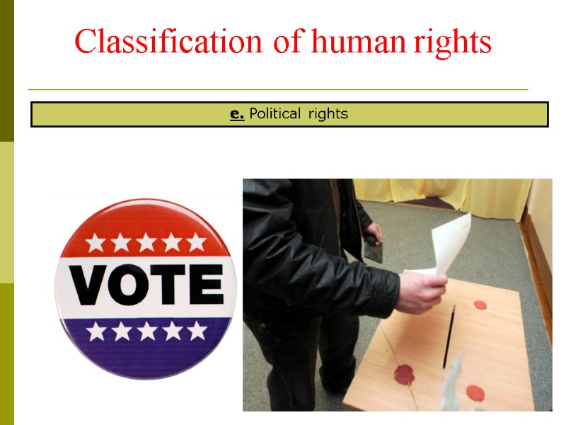 e. Political rights Classification of human rights